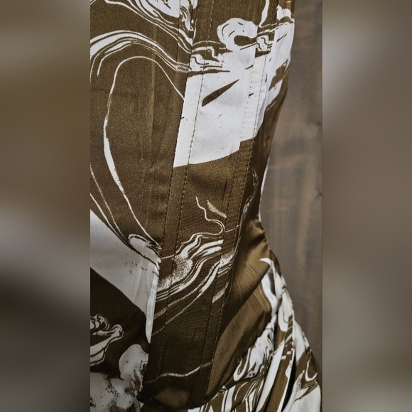 EMORY PARK Olive swirl BUSTIER MINIDRESS WITH WAIST TIE. Size Med NWT - Picture 12 of 16